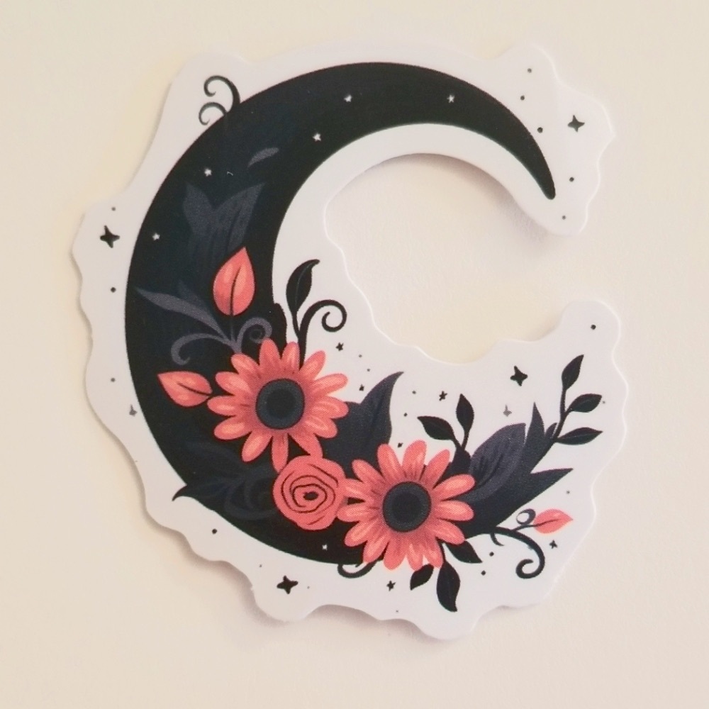 10/$10 Moon & Flowers Sticker